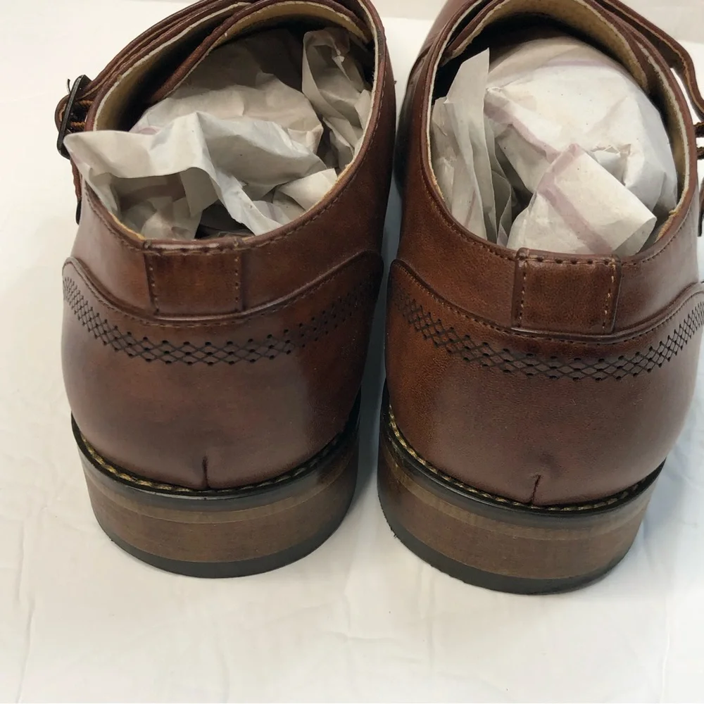 UV Signature Shoes Mens Size 10.5 Monk Strap Brown Leather Dress Shoes